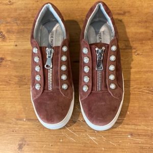 Steve Madden Velvet Pearl Zip Platform Sneakers